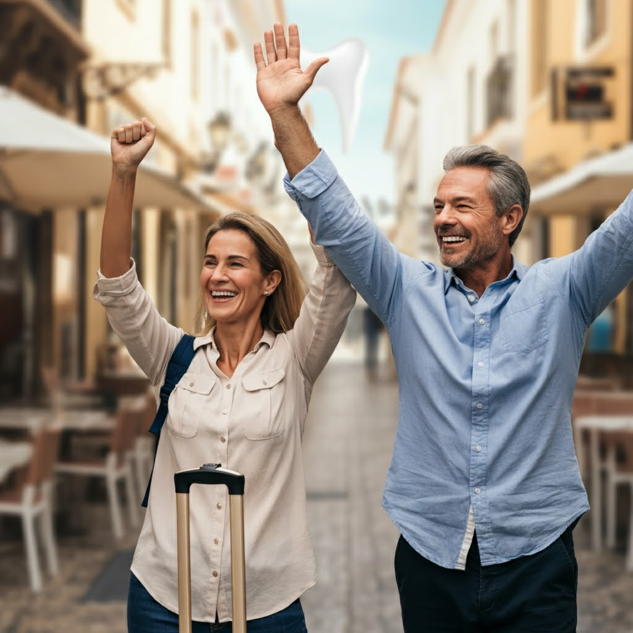 Couple d'âge moyen souriant et confiant, heureux d'avoir choisi le tourisme dentaire en Roumanie, comprenant bien le processus